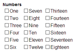 Six Rows of checkboxes